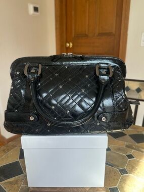 Elliott Lucca Black Quilted Studded Satchel